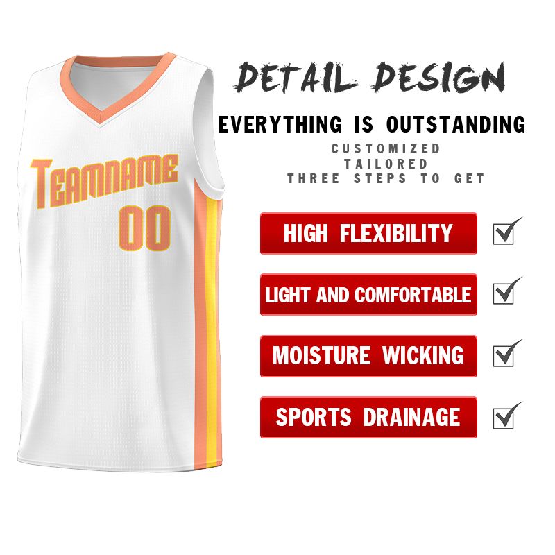 Custom White Orange-Yellow Classic Sets Sports Uniform Basketball Jersey Limited