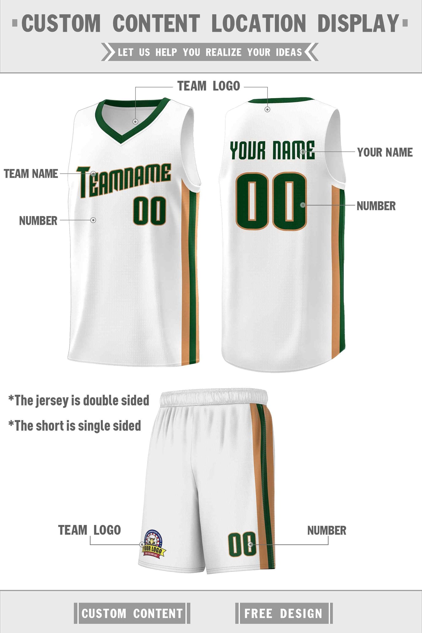 Custom White Green-Old Gold Classic Sets Sports Uniform Basketball Jersey Limited