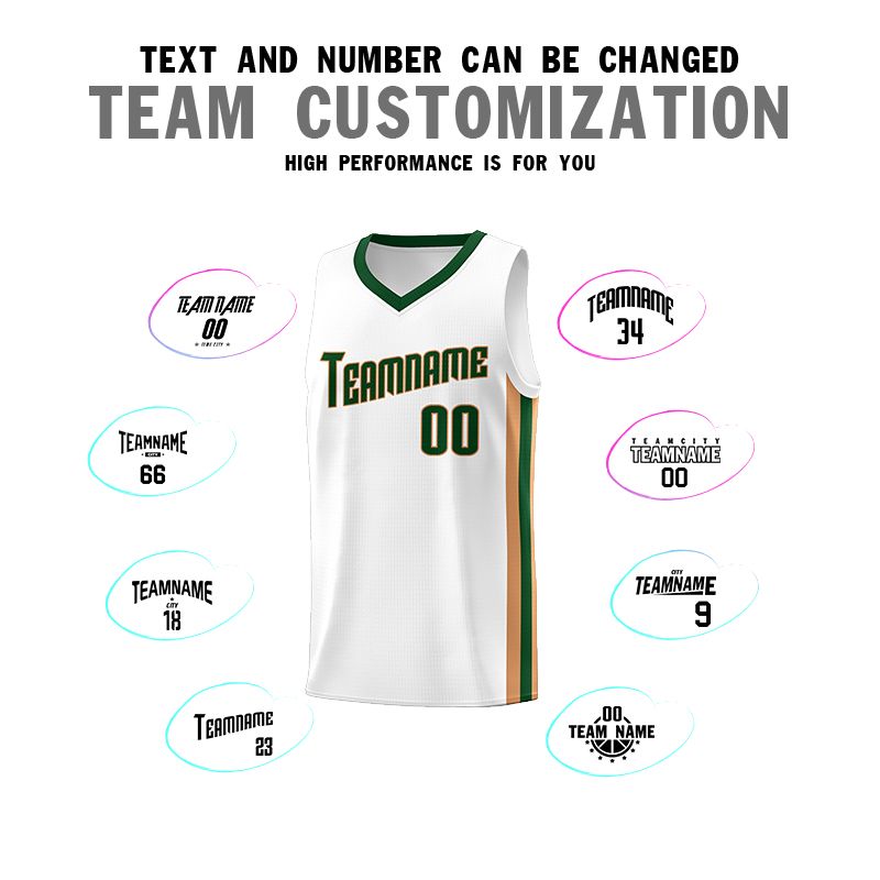 Custom White Green-Old Gold Classic Sets Sports Uniform Basketball Jersey Limited