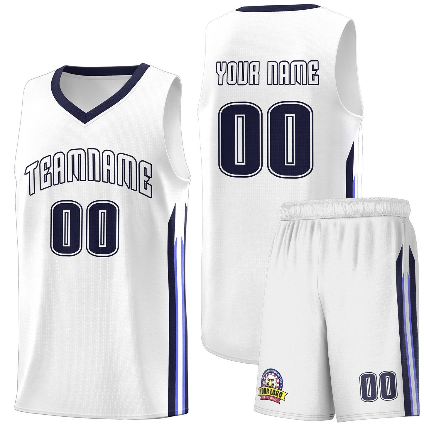 Custom White Navy Classic Sets Sports Uniform Basketball Jersey