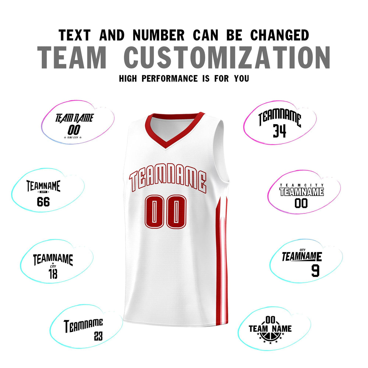 Custom White Red Classic Sets Sports Uniform Basketball Jersey Limited