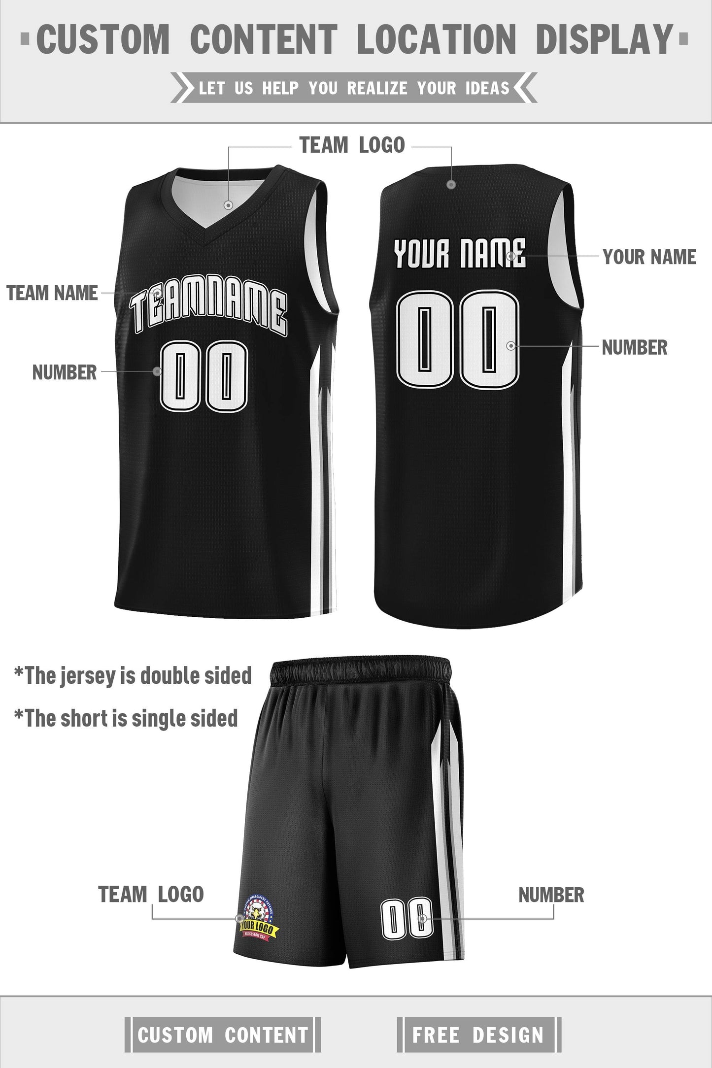 Custom Black White-Black Classic Sets Sports Uniform Basketball Jersey Limited