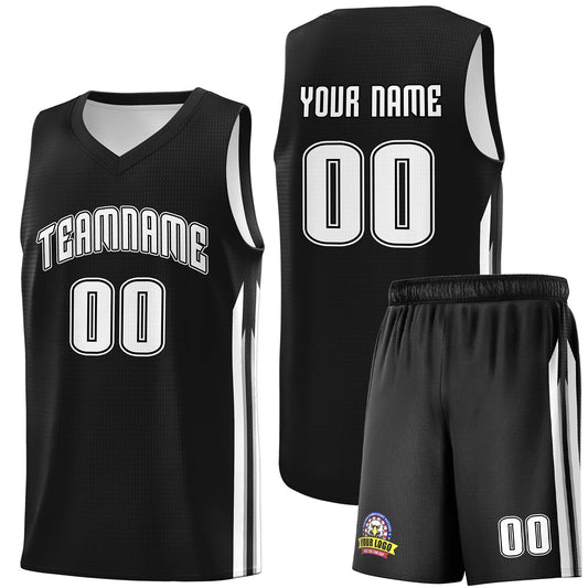 Custom Black White-Black Classic Sets Sports Uniform Basketball Jersey