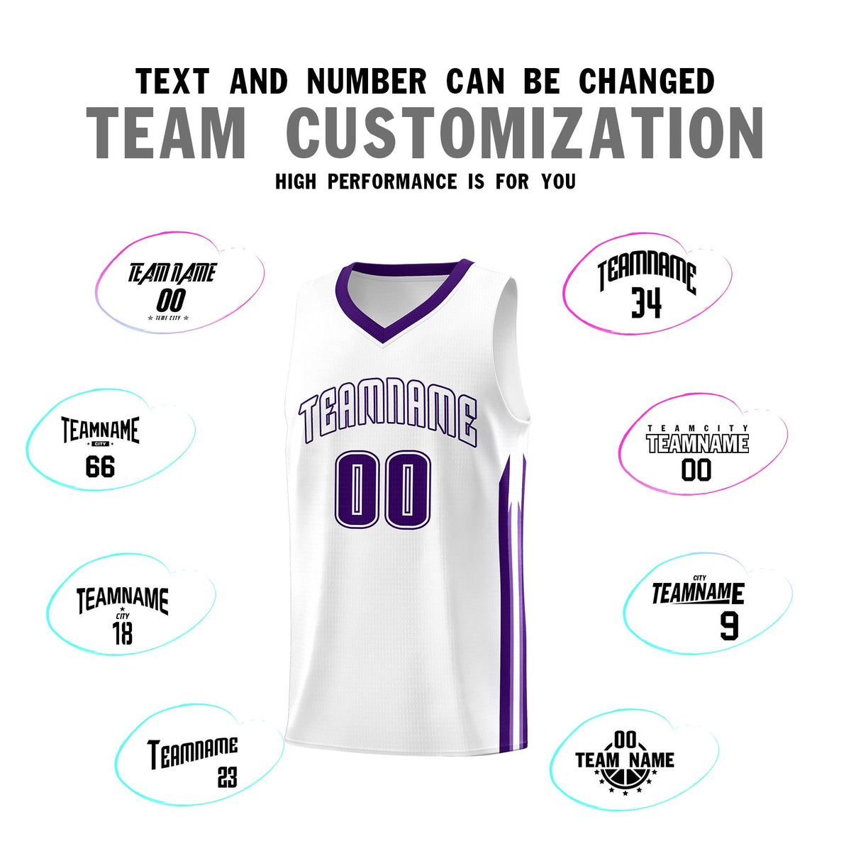 Custom White Purple Classic Sets Sports Uniform Basketball Jersey Limited
