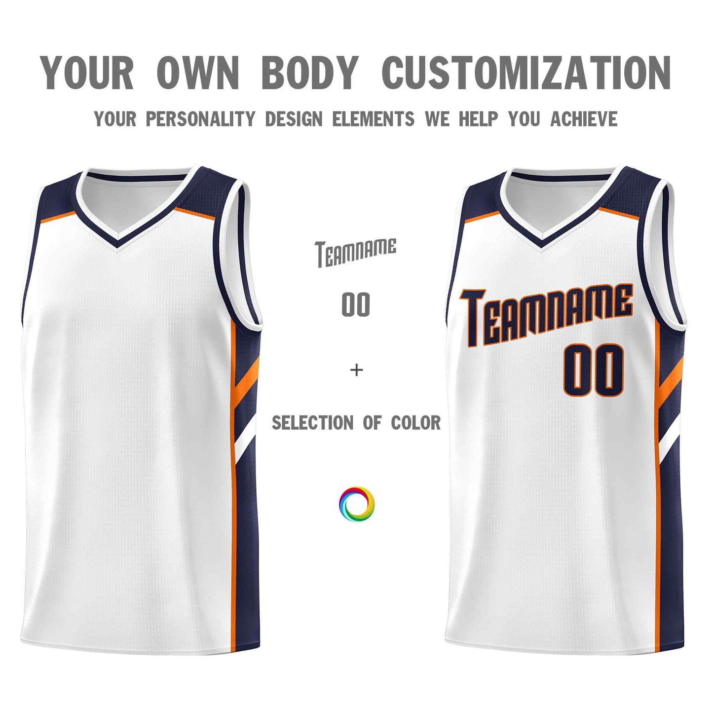 Custom White Navy-Orange Classic Sets Sports Uniform Basketball Jersey Limited