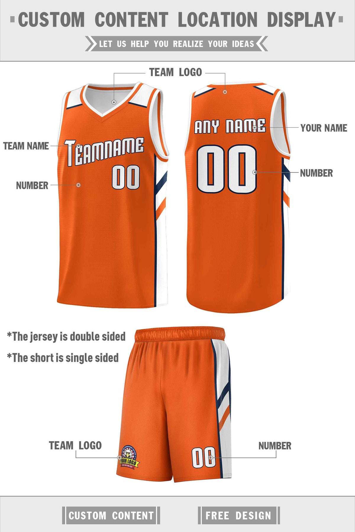 Custom Orange White-Navy Classic Sets Sports Uniform Basketball Jersey Limited