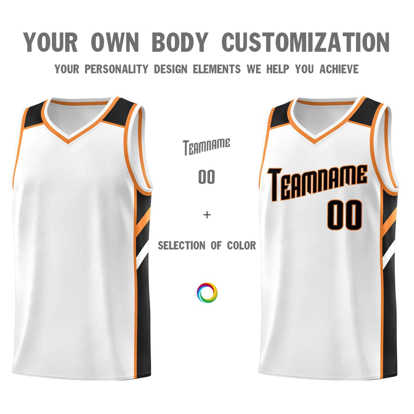 Custom White Black-Orange Classic Sets Sports Uniform Basketball Jersey Limited