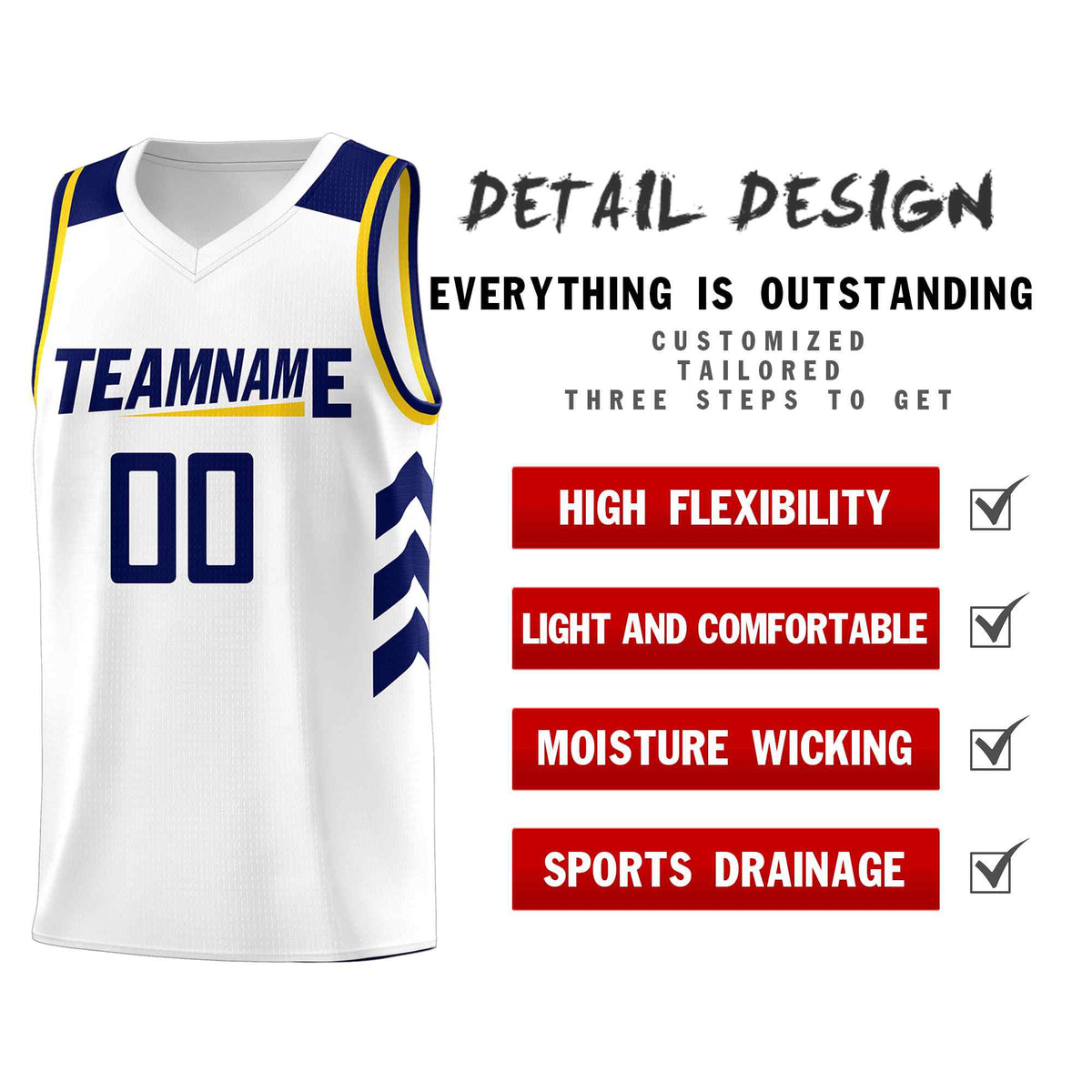 Custom White Navy Classic Sets Sports Uniform Basketball Jersey Limited