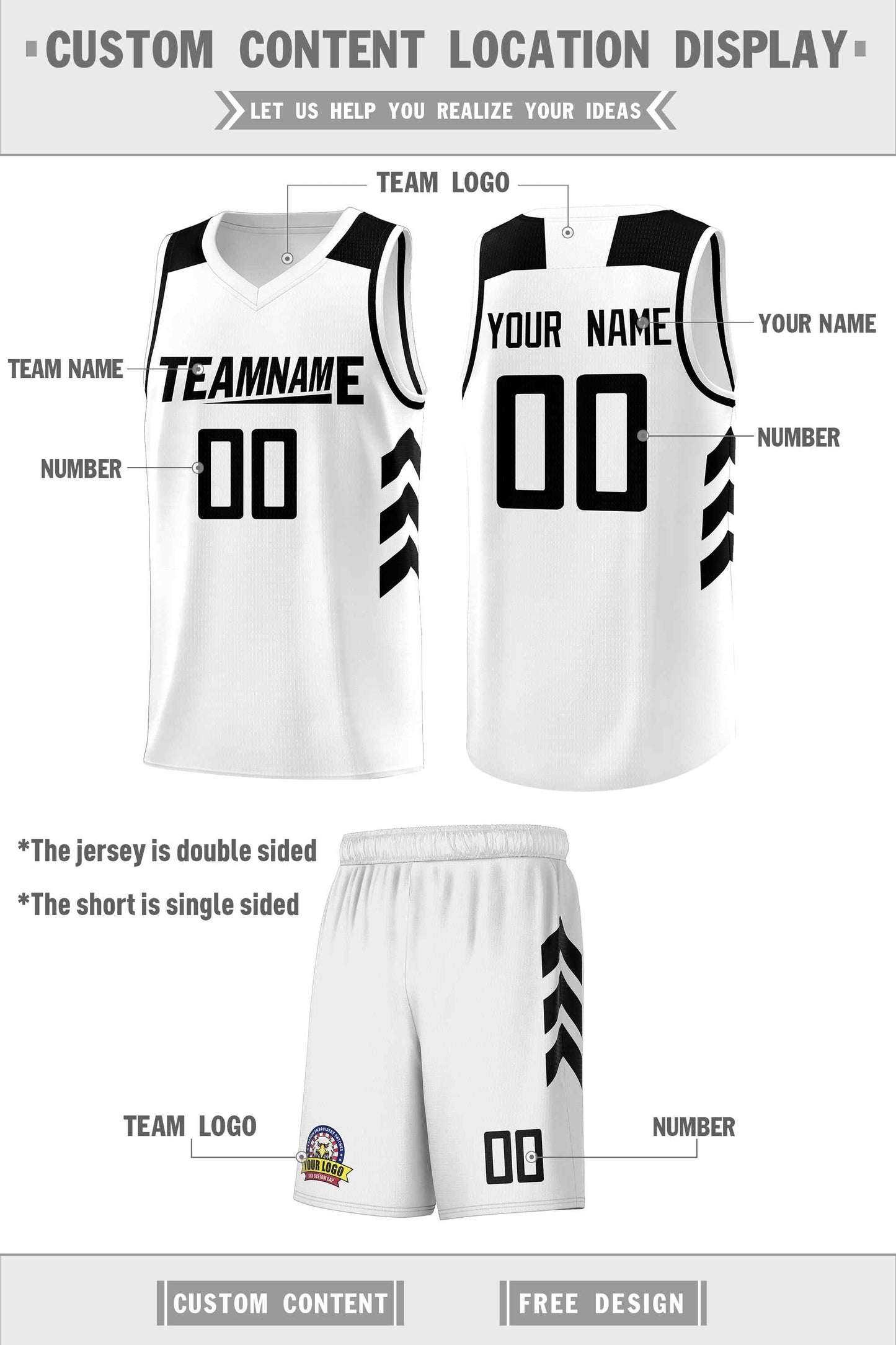 Custom White Black Classic Sets Sports Uniform Basketball Jersey Limited