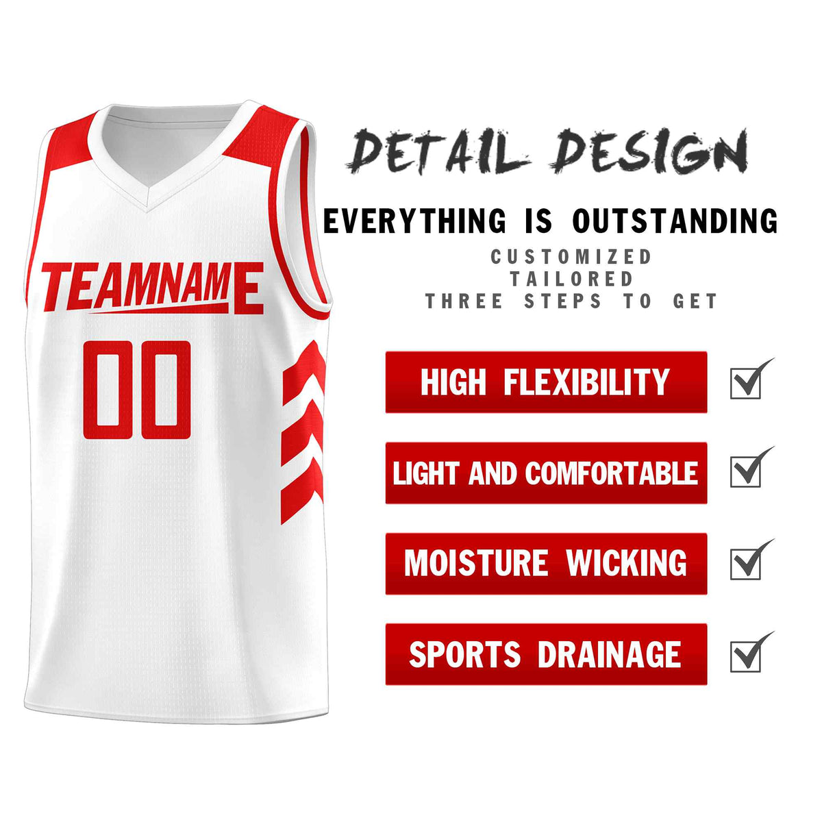 Custom White Red Classic Sets Sports Uniform Basketball Jersey Limited