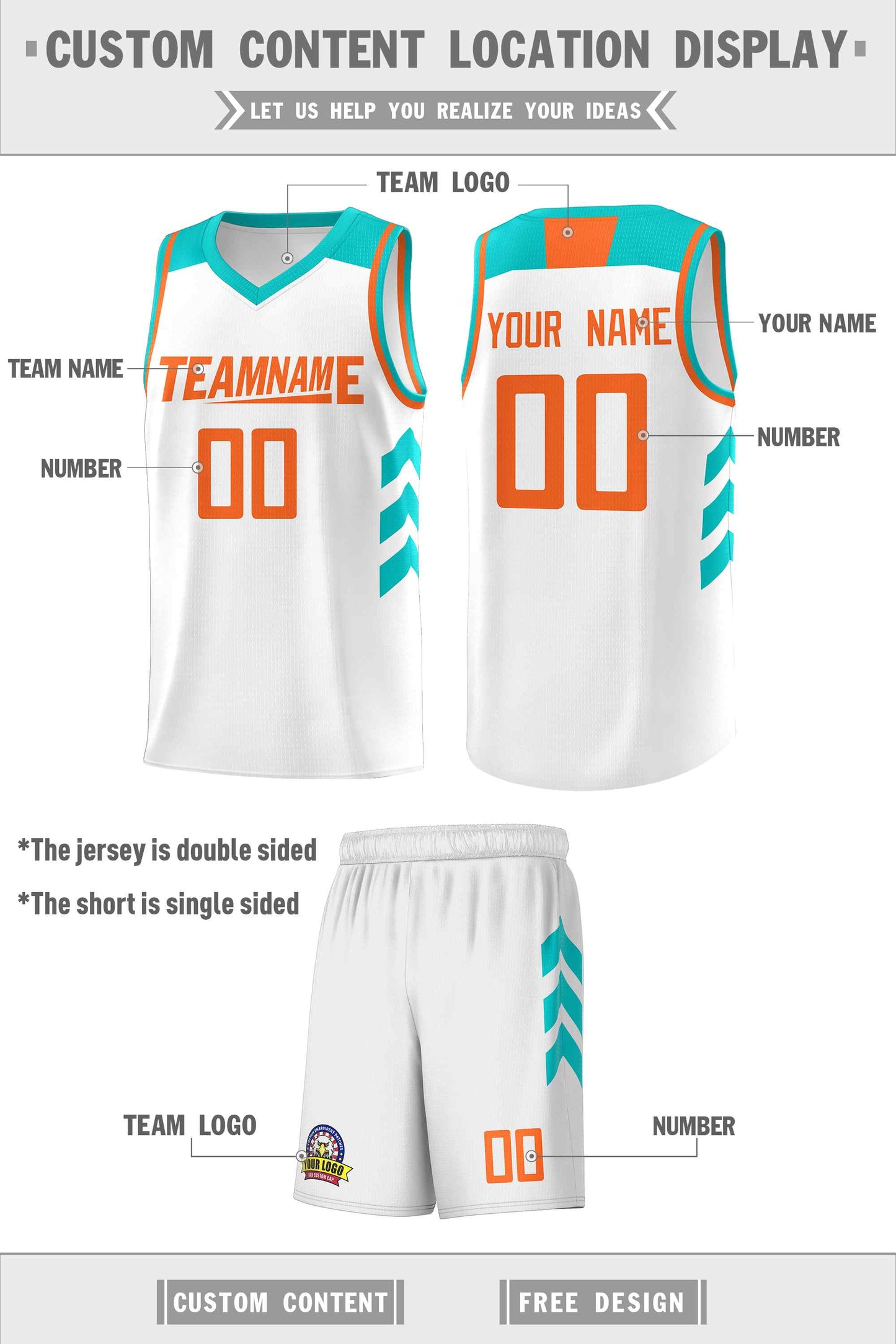Custom White Orange Classic Sets Sports Uniform Basketball Jersey Limited