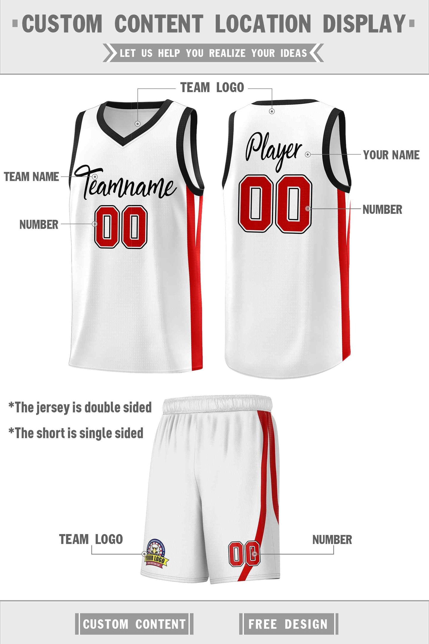 Custom White Black Classic Sets Sports Uniform Basketball Jersey Limited