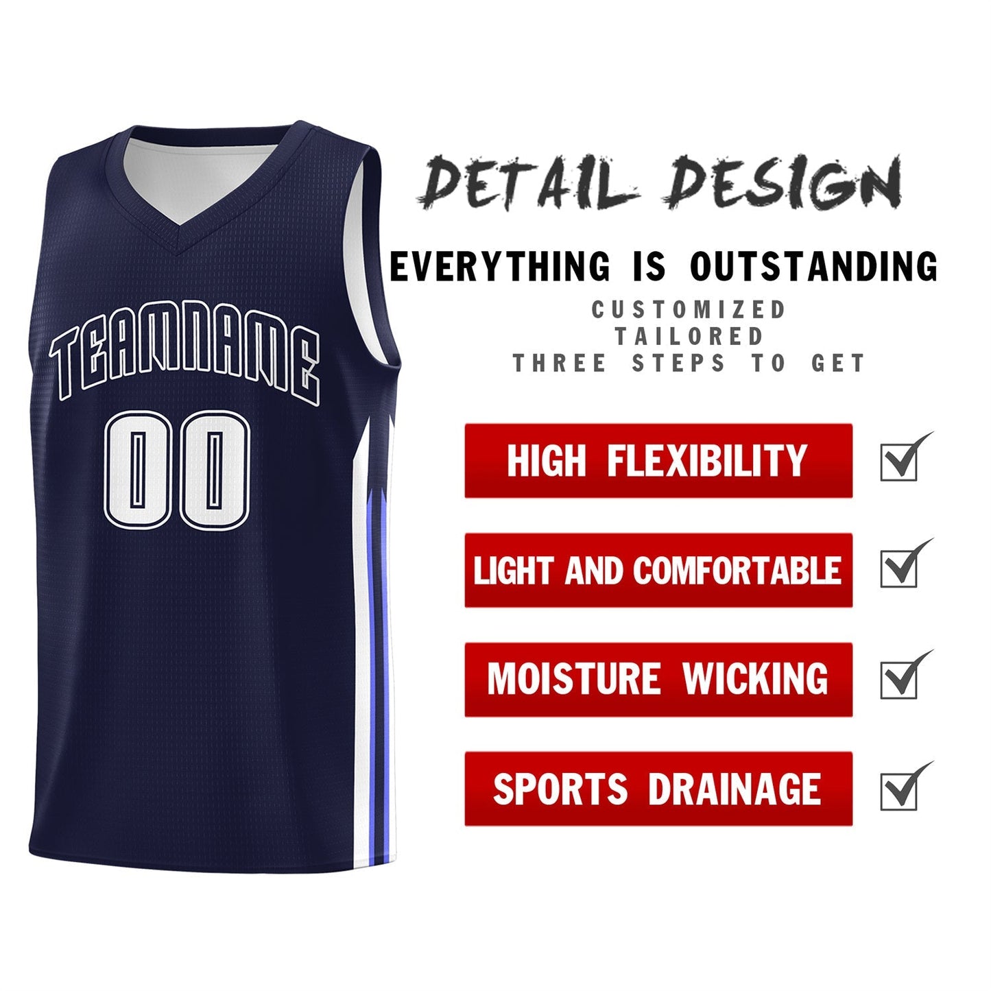 Custom Navy White Classic Tops Fashion Sportwear Basketball Jersey Limited