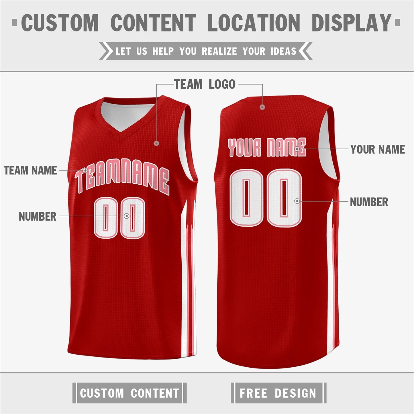 Custom Red White Classic Tops Fashion Sportwear Basketball Jersey Limited