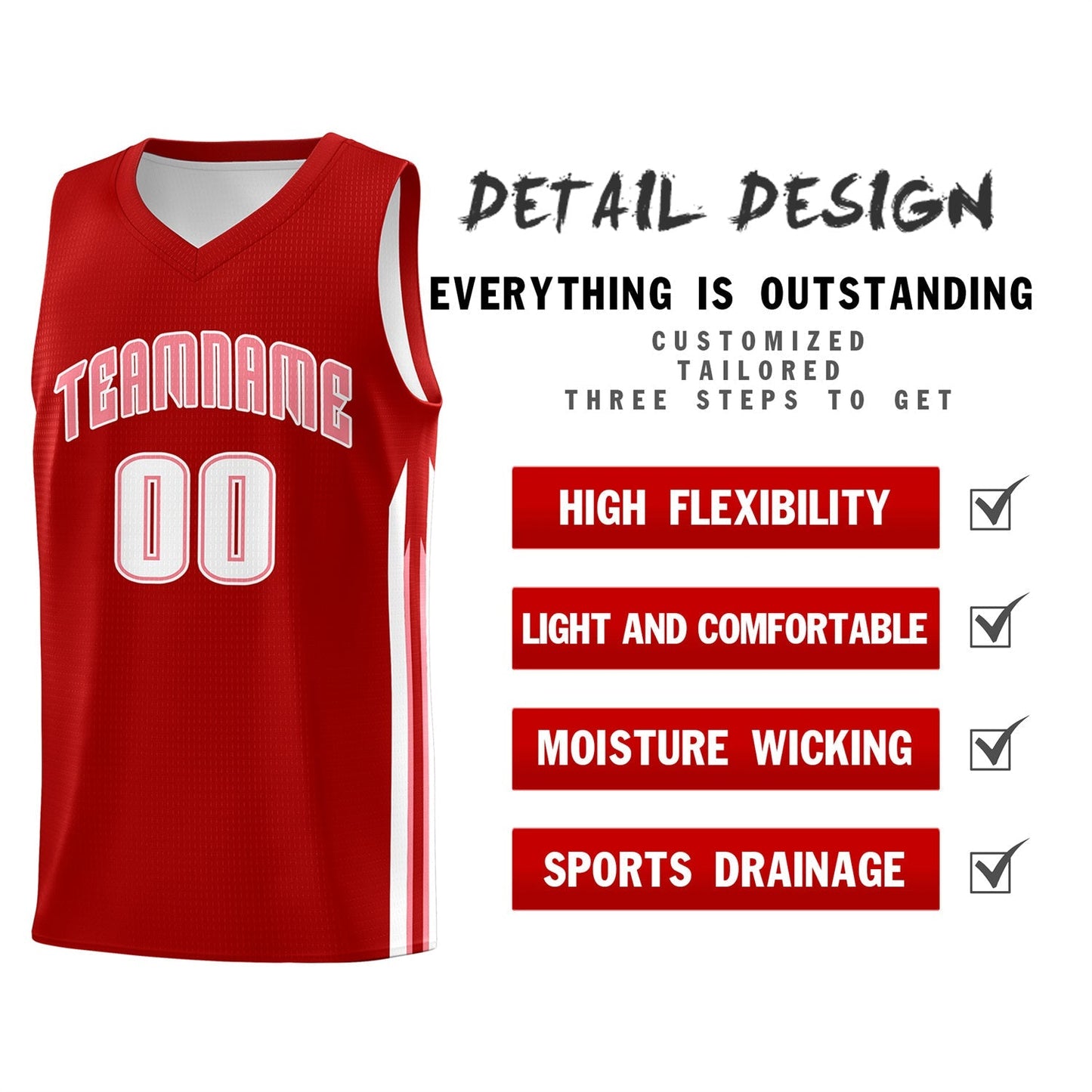 Custom Red White Classic Tops Fashion Sportwear Basketball Jersey Limited