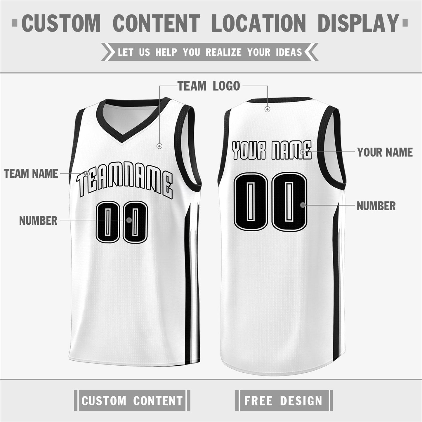 Custom White Black Classic Tops Fashion Sportwear Basketball Jersey Limited