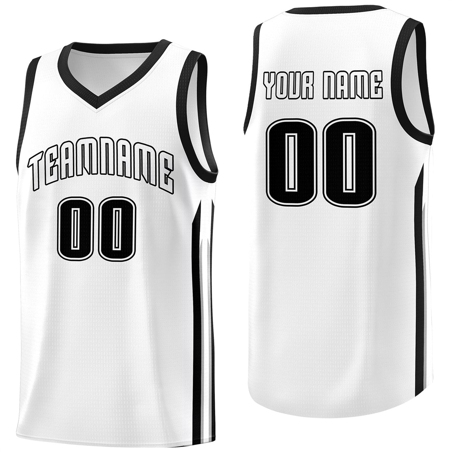 Custom White Black Classic Tops Fashion Sportwear Basketball Jersey
