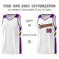 Custom White Purple-Yellow Classic Tops Style Mesh Sport Basketball Jersey Limited