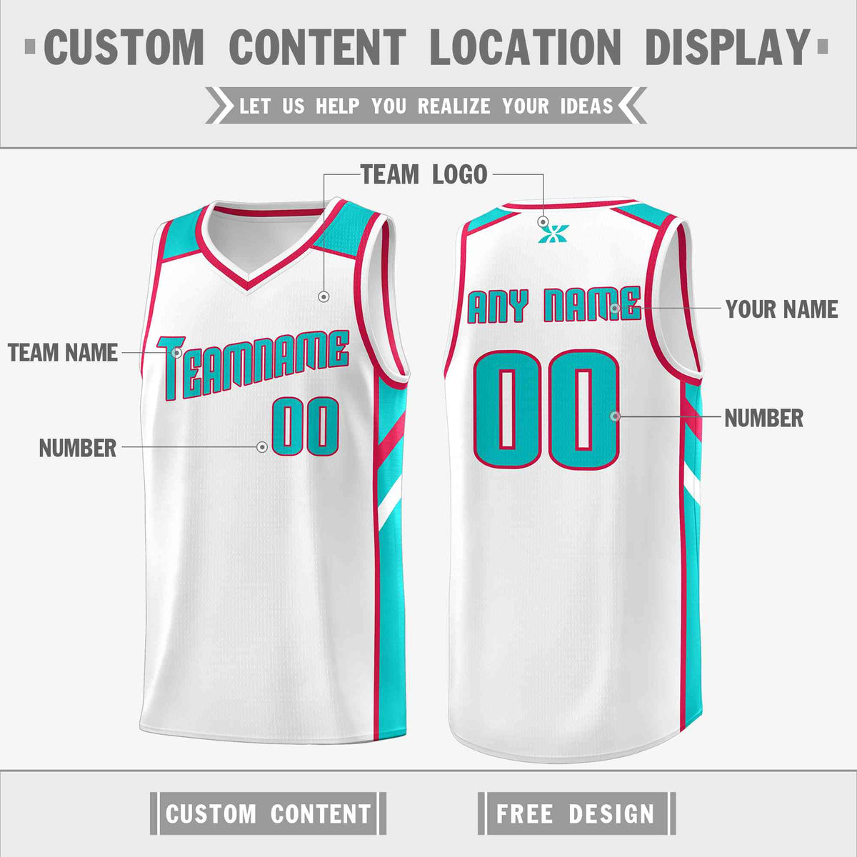 Custom White Aqua-Red Classic Tops Style Mesh Sport Basketball Jersey Limited