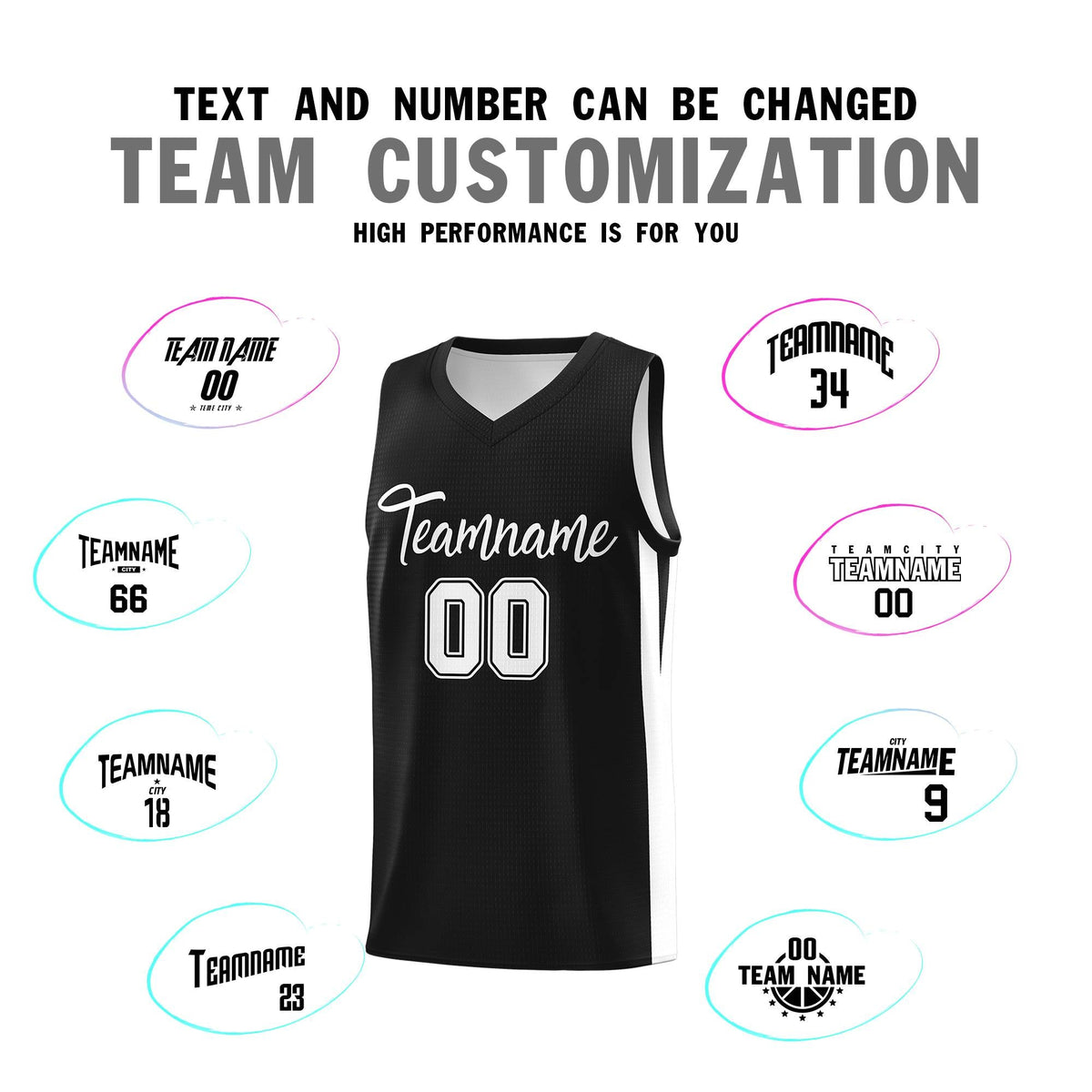 Custom Black White Classic Tops Sports Personalized Basketball Jersey Limited