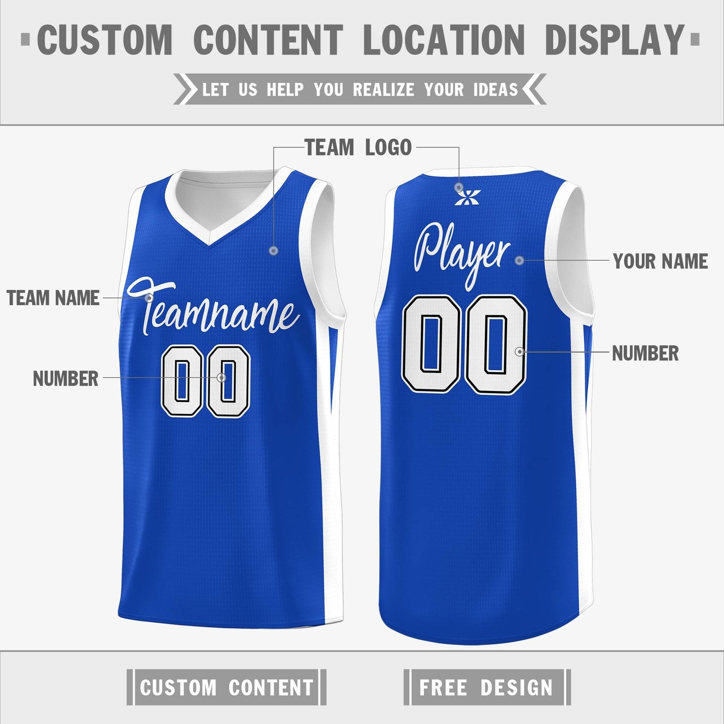 Custom Blue White Classic Tops Sports Personalized Basketball Jersey Limited