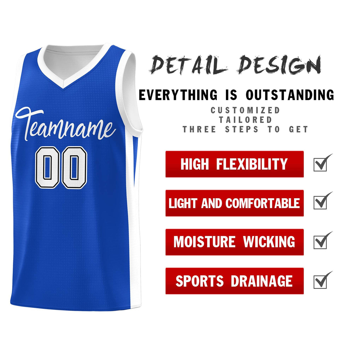 Custom Blue White Classic Tops Sports Personalized Basketball Jersey Limited