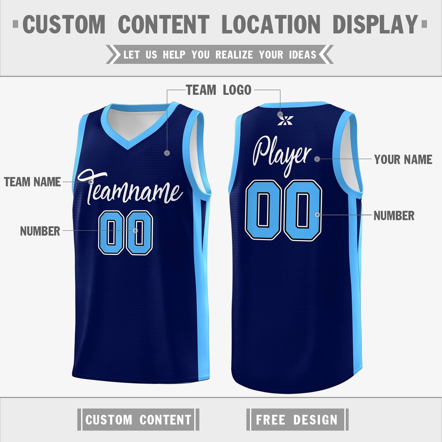 Custom Navy White Classic Tops Sports Personalized Basketball Jersey Limited