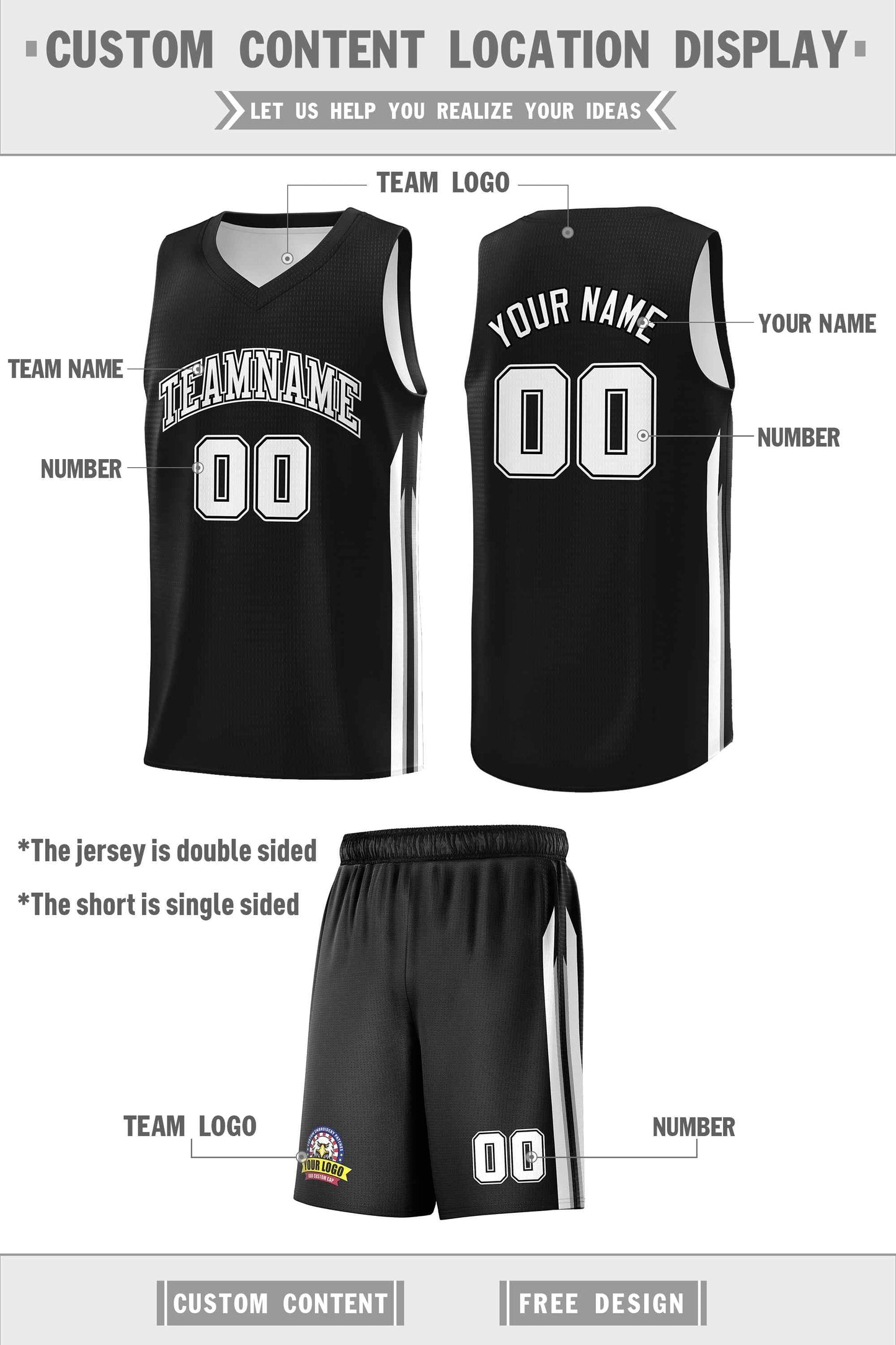 Custom Black White-Black Classic Sets Sports Uniform Basketball Jersey Limited
