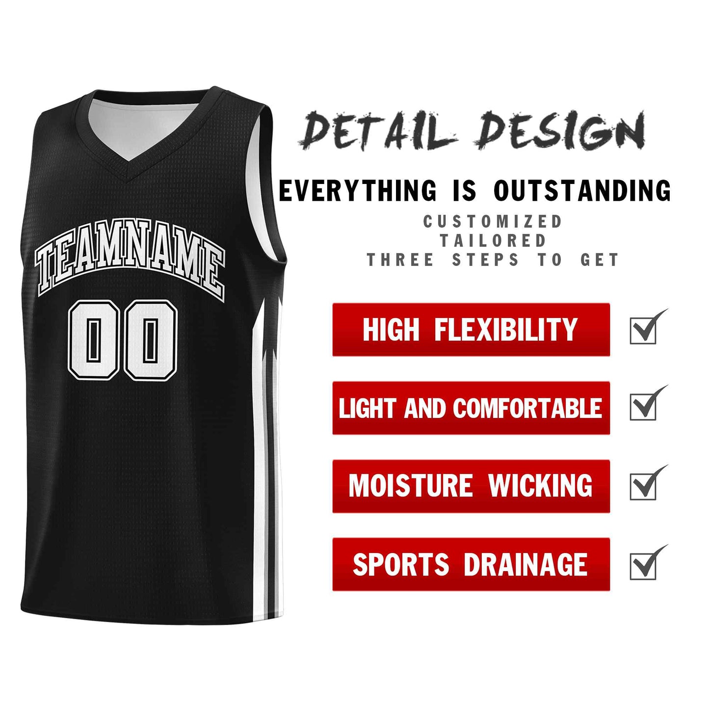 Custom Black White-Black Classic Sets Sports Uniform Basketball Jersey Limited