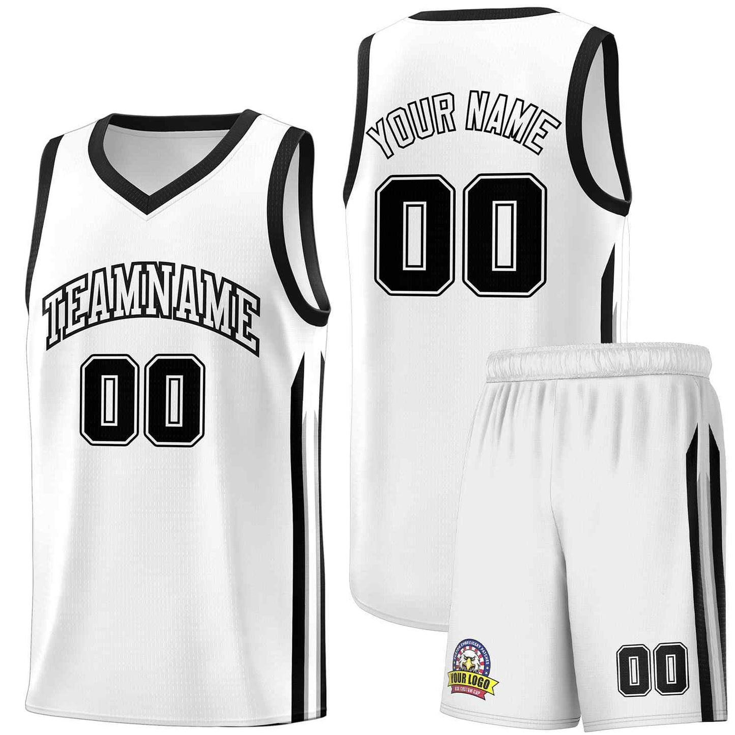 Custom White Black Classic Sets Sports Uniform Basketball Jersey