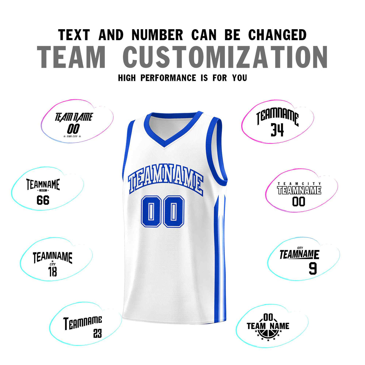 Custom White Royal Classic Sets Sports Uniform Basketball Jersey Limited
