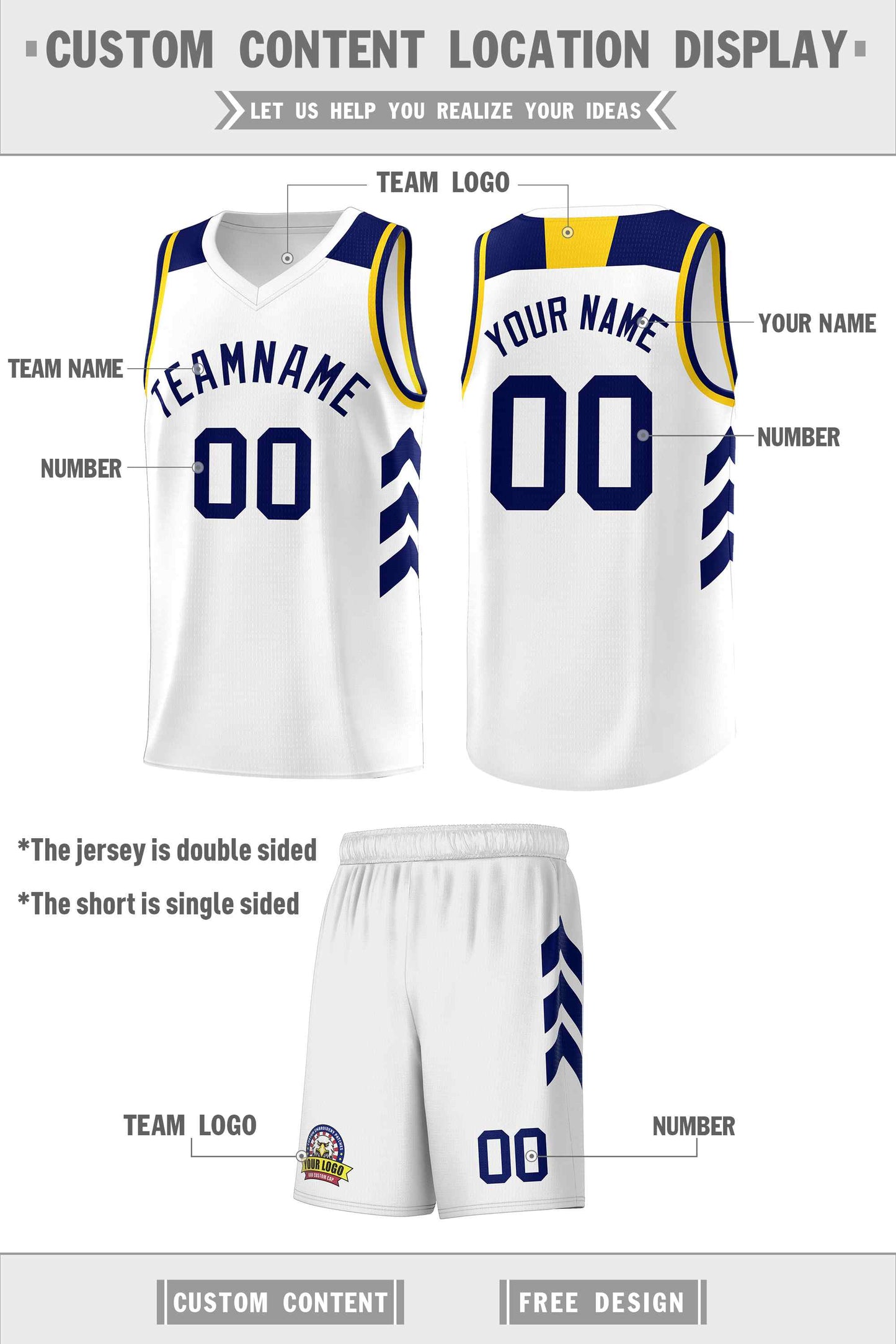Custom White Navy Classic Sets Sports Uniform Basketball Jersey Limited