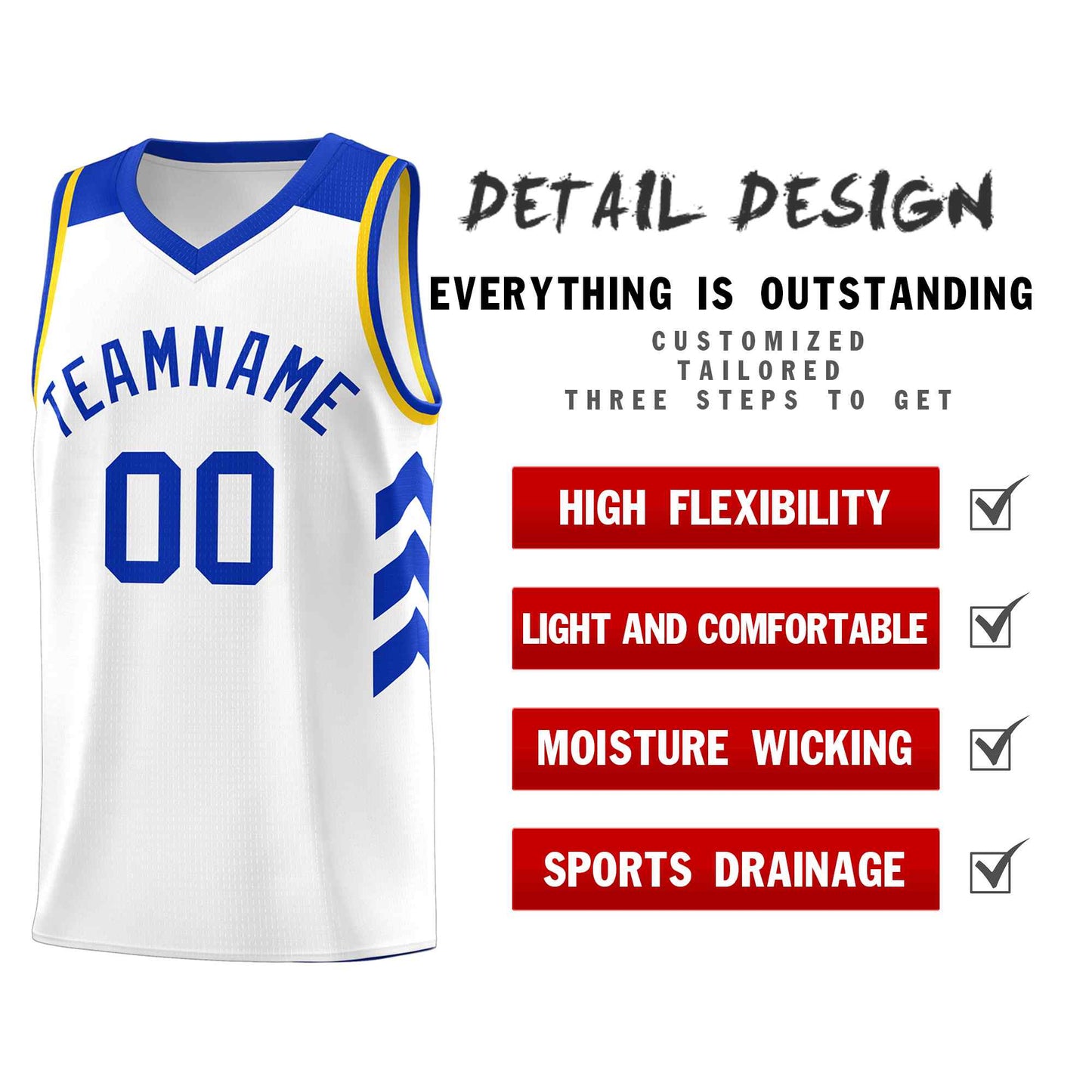 Custom White Royal Classic Sets Sports Uniform Basketball Jersey Limited