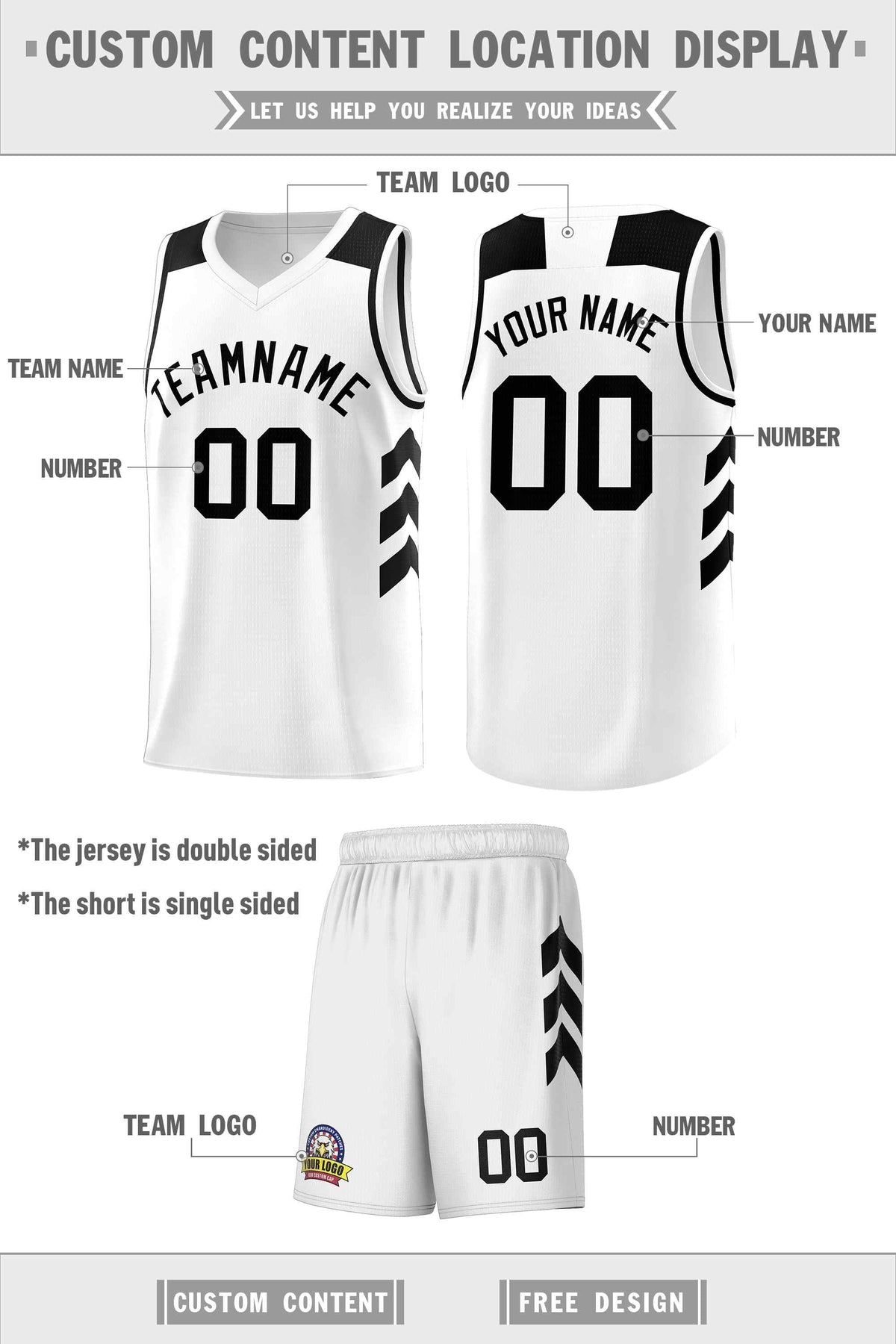Custom White Black Classic Sets Sports Uniform Basketball Jersey Limited