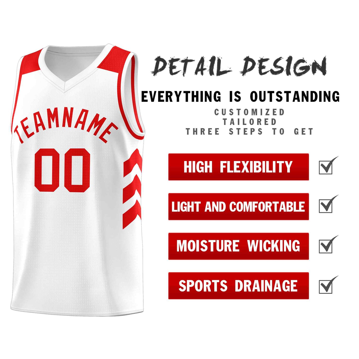 Custom White Red Classic Sets Sports Uniform Basketball Jersey Limited