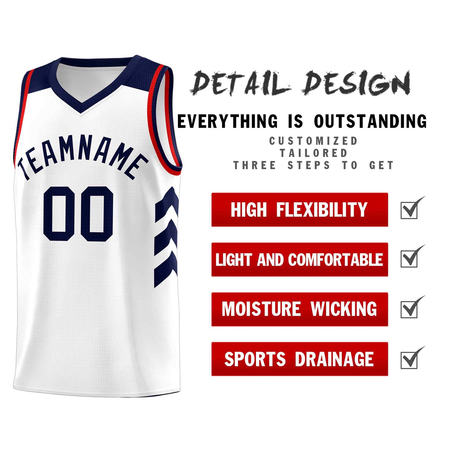 Custom White Navy Classic Sets Sports Uniform Basketball Jersey Limited