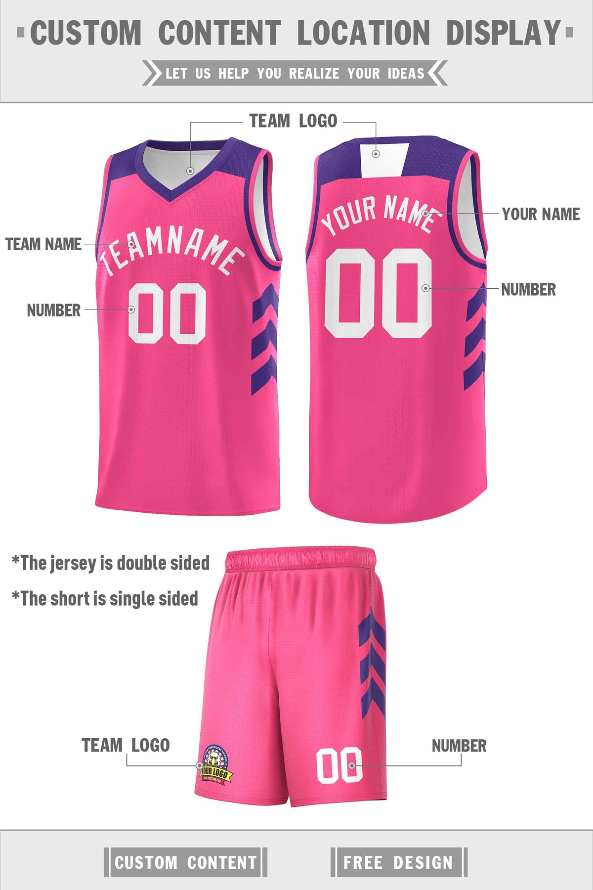 Custom Pink White Classic Sets Sports Uniform Basketball Jersey Limited