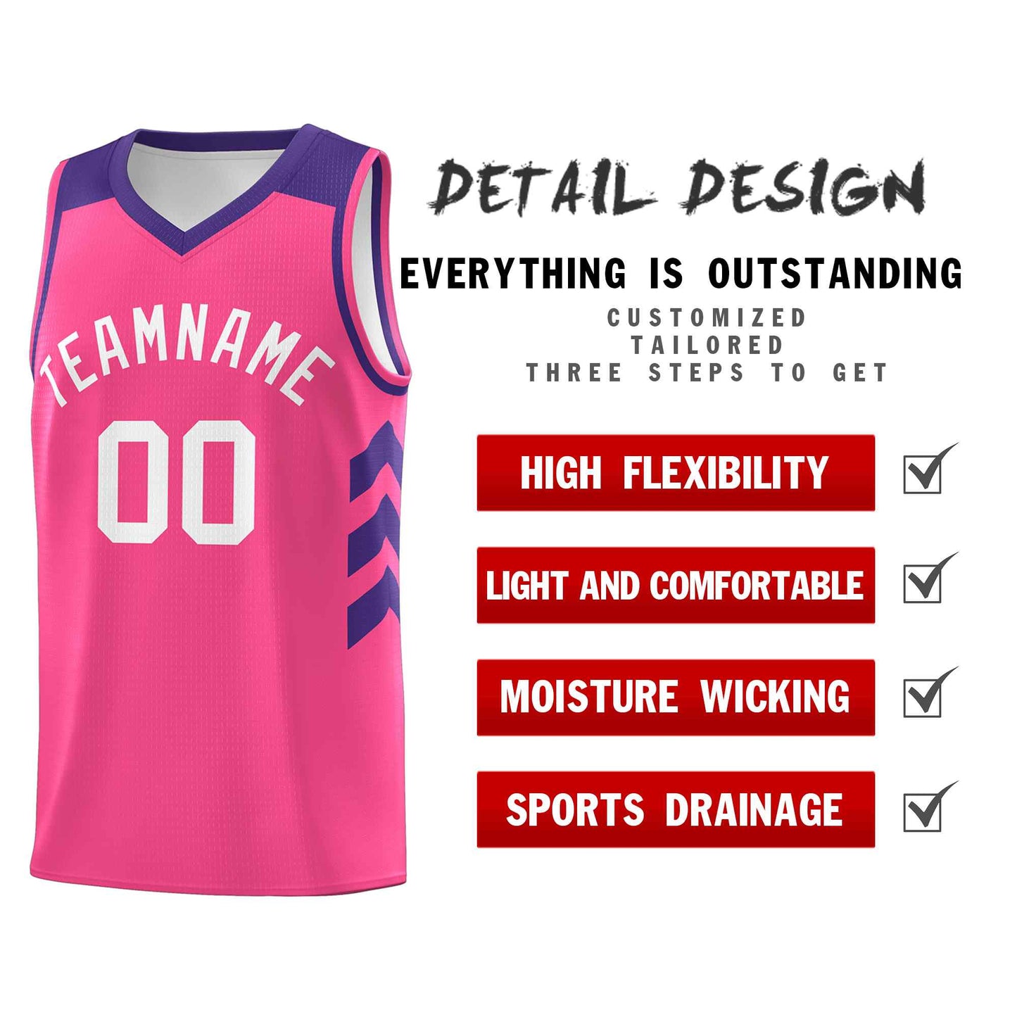 Custom Pink White Classic Sets Sports Uniform Basketball Jersey Limited