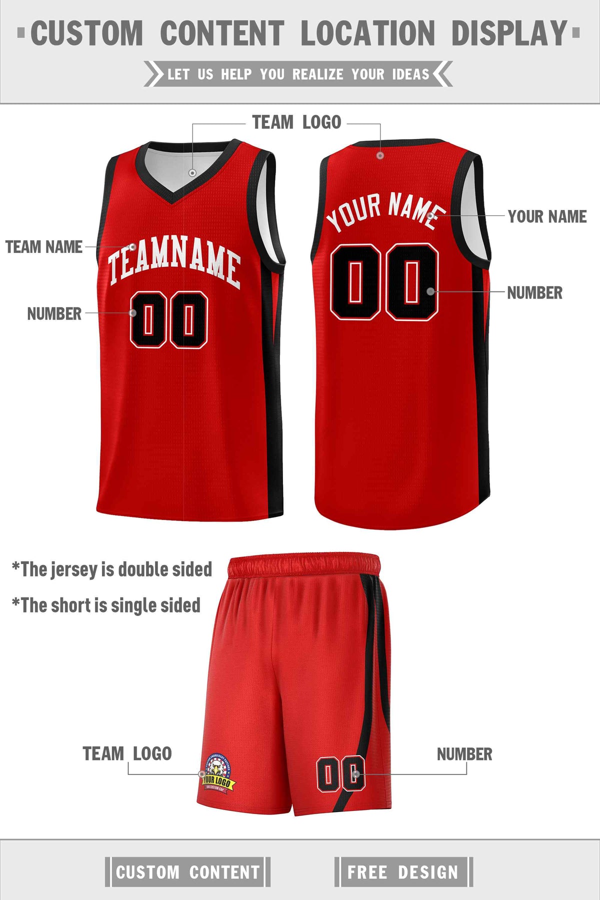 Custom Red White Classic Sets Sports Uniform Basketball Jersey Limited