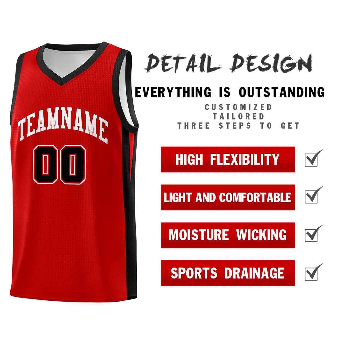 Custom Red White Classic Sets Sports Uniform Basketball Jersey Limited