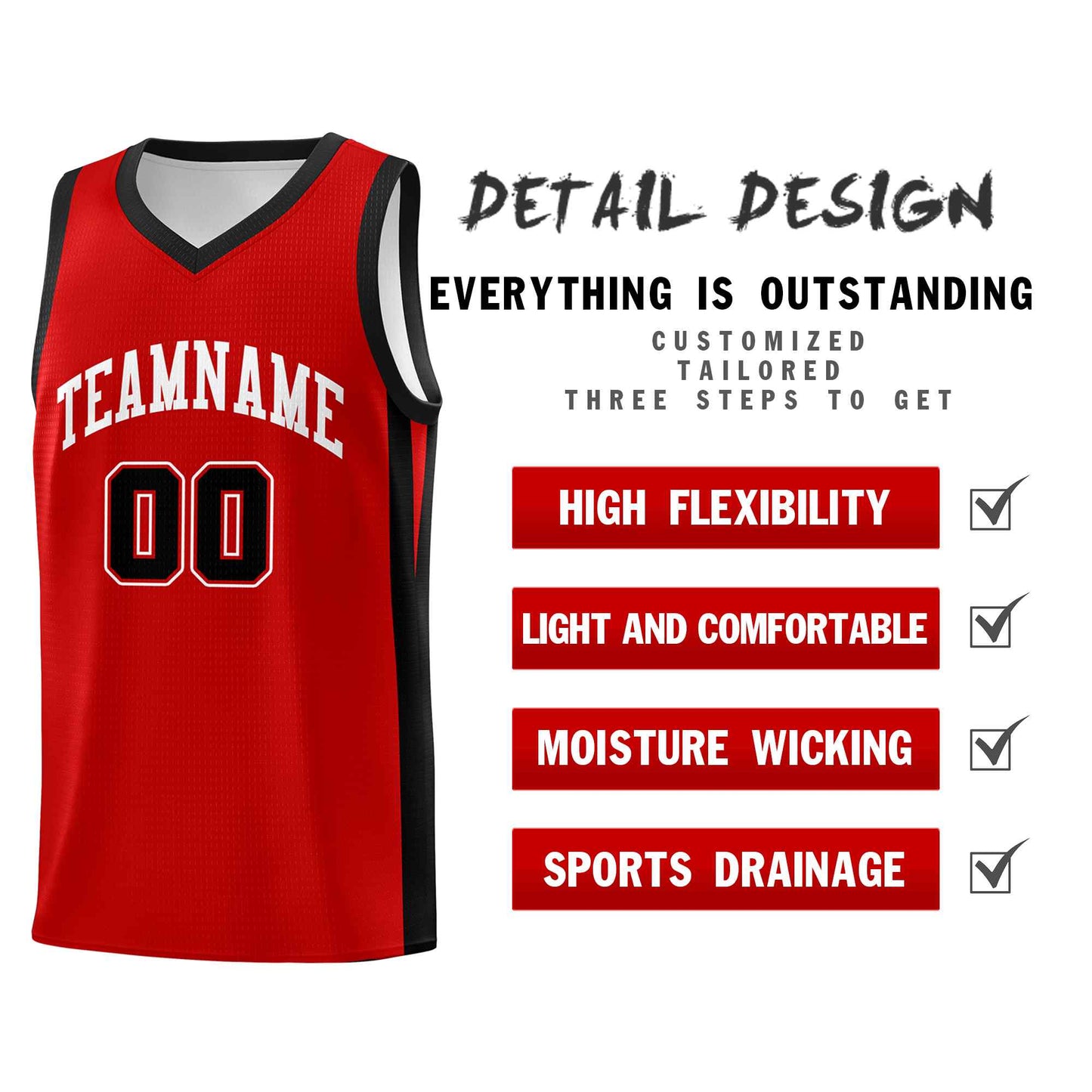 Custom Red White Classic Sets Sports Uniform Basketball Jersey Limited