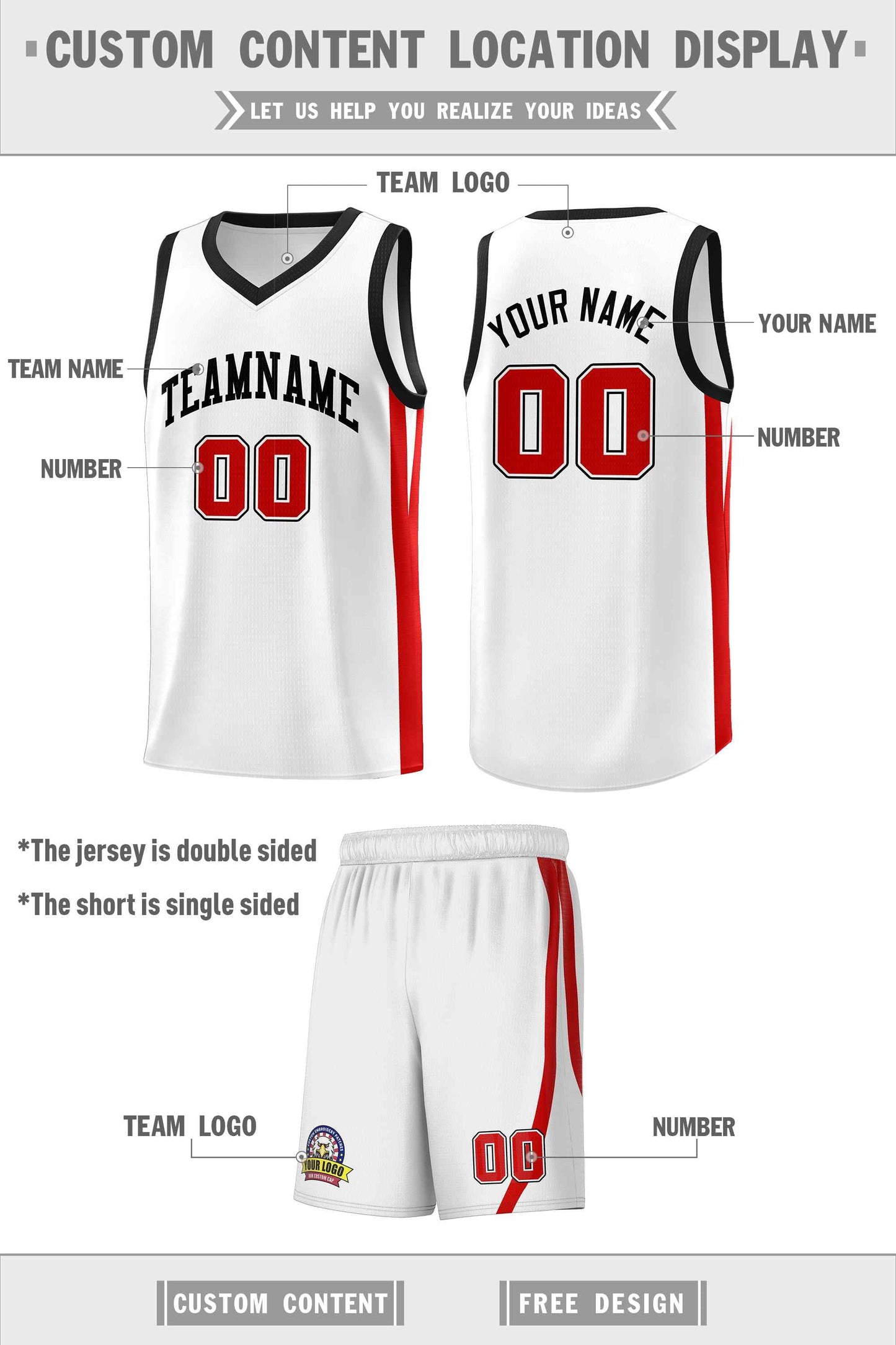 Custom White Black Classic Sets Sports Uniform Basketball Jersey Limited