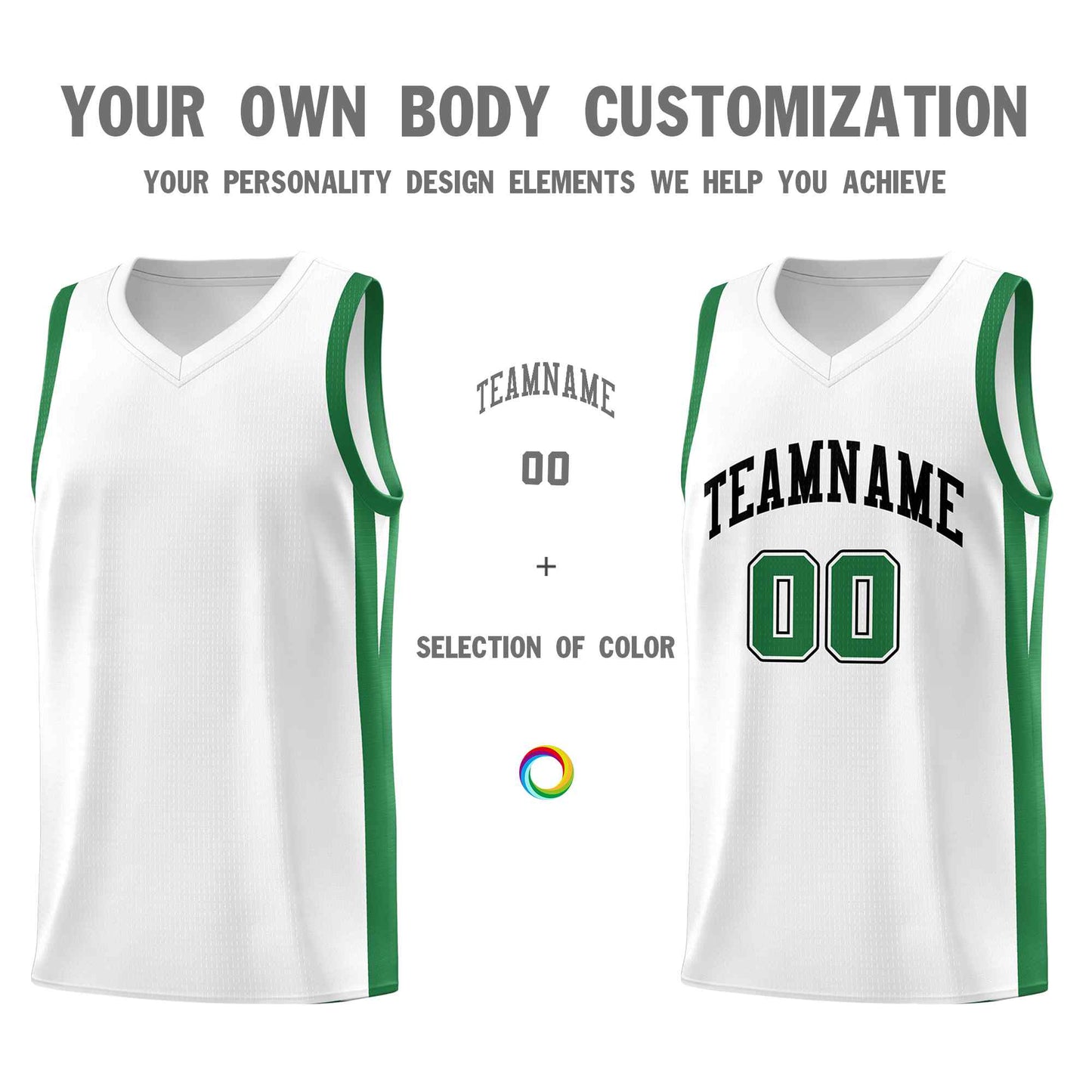 Custom White Green Classic Sets Sports Uniform Basketball Jersey Limited