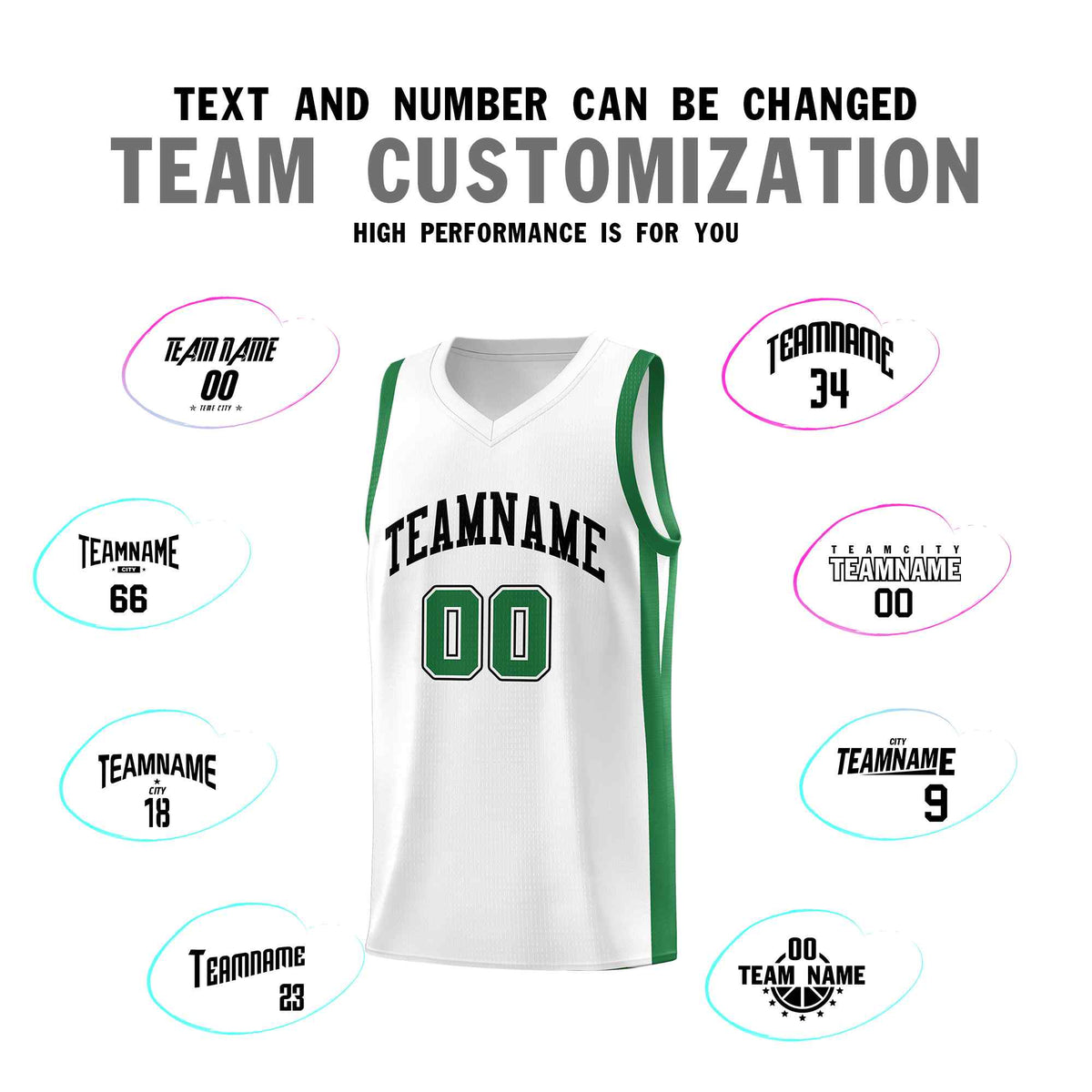 Custom White Green Classic Sets Sports Uniform Basketball Jersey Limited