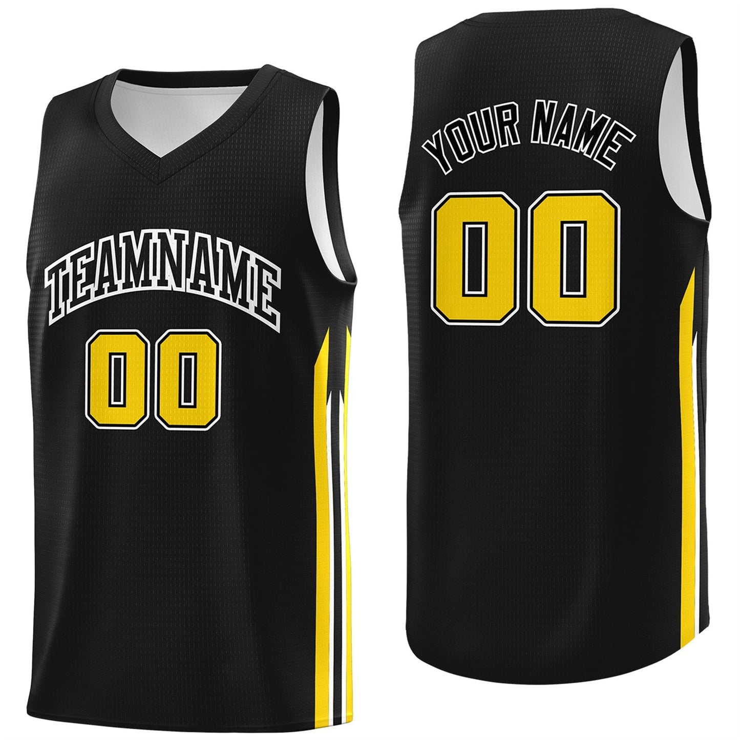 Custom Black Yellow Classic Tops Athletic Casual Basketball Jersey