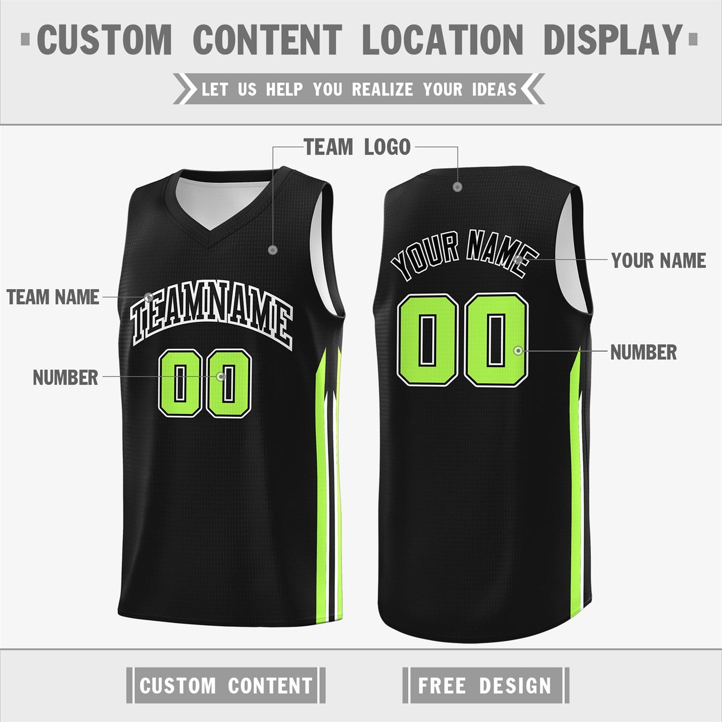 Custom Black Green Classic Tops Athletic Casual Basketball Jersey Limited