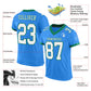 Custom Electric Blue White-Kelly Green Mesh Authentic Football Jersey Limited