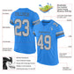 Custom Electric Blue Gray-Steel Gray Mesh Authentic Football Jersey Limited