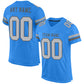 Custom Electric Blue Gray-Steel Gray Mesh Authentic Football Jersey Limited