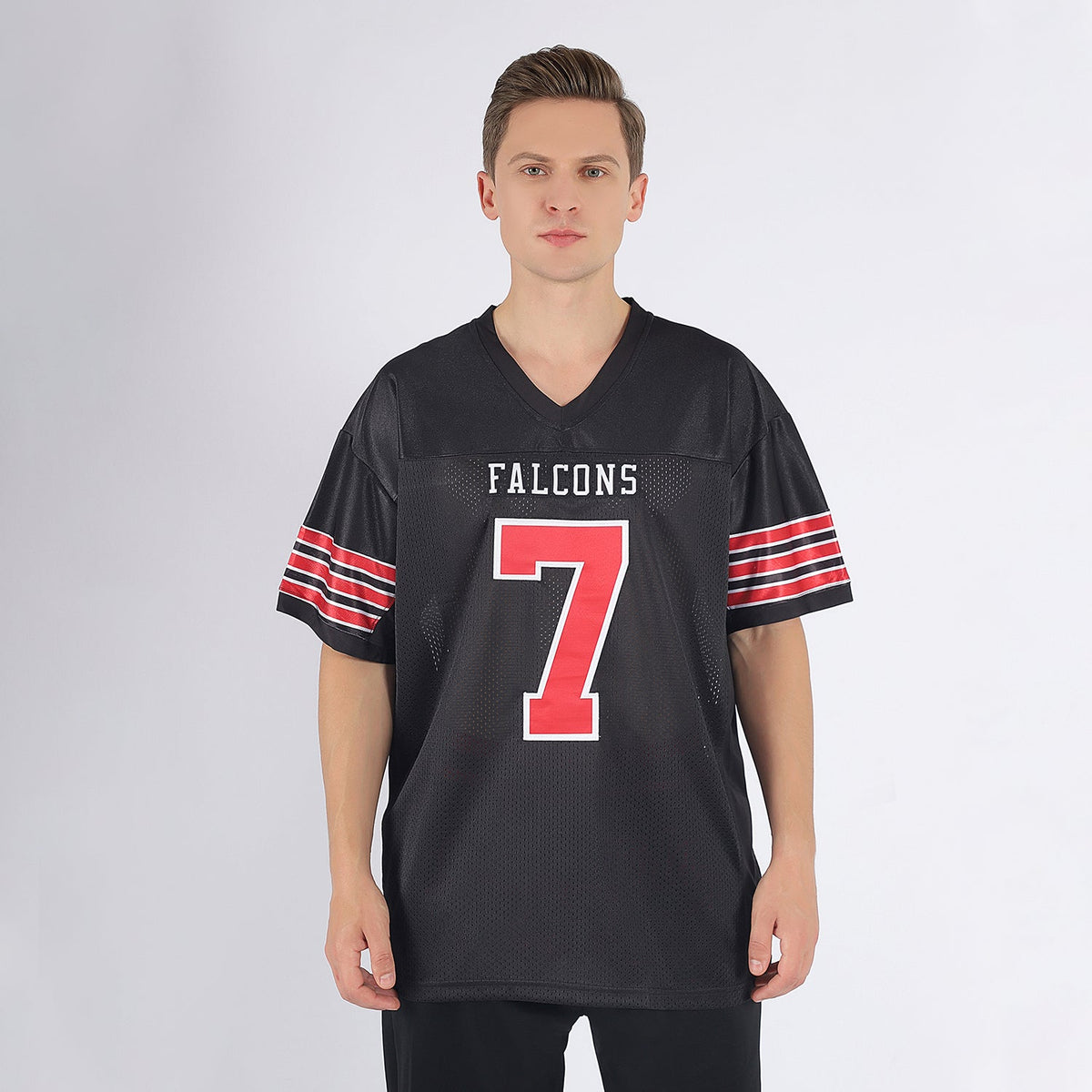 Custom Black Red-White Mesh Authentic Football Jersey Limited